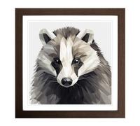 Badger Geometric No.1 Framed Print | 18x18 Inch Walnut Framed Wall Art | Ready to Hang | Modern Fantasy Picture | Living Room Bedroom Lounge Office