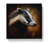 Badger Gestural Art No.3 Canvas Print | Gallery Wrapped 30mm Frame Wall Art | 20x20 inches | Ready to Hang | Eclectic Picture | Living Room Bedroom Lounge Office
