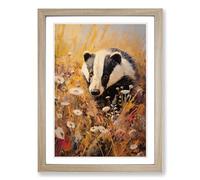 Badger Impressionism No.4 Framed Print | A2 Oak Framed Wall Art | Ready to Hang | Impressionist Nature Picture | Living Room Bedroom Lounge Office