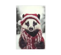 Badger in Christmas Clothes, Holiday Badgert, Funny Christmas Animal, Cozy Winter, Badger Lover Gift, Cute Holiday Modern Wall Prints Abstract Geometric Minimalist Art Framed Canvas Prints For Office