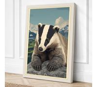Badger in the Mountains Canvas Wall Art Print 18x12 Inch (46 x 30 cm)