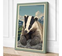 Badger in the Mountains Canvas Wall Art Print 18x12 Inch (46 x 30 cm)