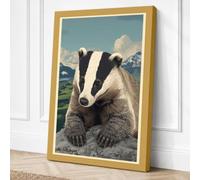 Badger in the Mountains Canvas Wall Art Print 24x16 Inch (61 x 41 cm)