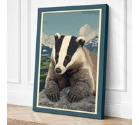 Badger in the Mountains Canvas Wall Art Print 36x24 Inch (91 x 61 cm)