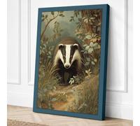 Badger in Woodland Boho Canvas Wall Art Print 30x20 Inch
