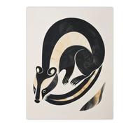 Badger Inuit Art Style Animal Painting Wall Art Print Artery8 Black W24 inch x H32 inch