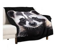 Badger Lightweight Throw Blanket for Bed Couch Sofa Soft Flannel Blankets Large Warm Plush Throws 60"x80"
