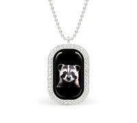 Badger Necklace Gift for Women White Diamond Necklaces Sparkling Rectangular Pendant with Chain