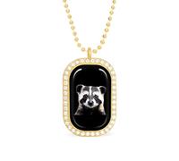 Badger Necklace Gift for Women White Diamond Necklaces Sparkling Rectangular Pendant with Chain