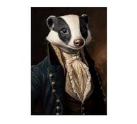 Badger Tudor Animals Poster, Funny Pets Wall Art Prints, Historical Animal Portraits, Living Room Home Decor, A2 (Print Only) - 59.4x42cm