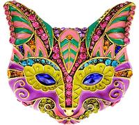 Badges Brooch Pin,Brooches Clasp,Breastpin,Beautiful Enamel Large Fox Brooch Pin Animal Head Colorful Design Blue Eye Winter Accessories-Default