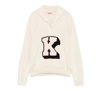 Badges Pullover, female, Kenzo, V-neck Knitwear, Beige, M, Knitwear M