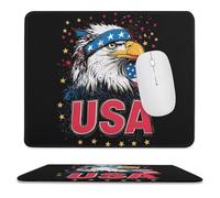 Badges U.S. Flag Mouse Pad with Stitched Edges Non-Slip Waterproof Mousepads for Laptop Games Desktop