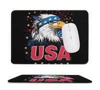 Badges U.S. Flag Mouse Pad with Stitched Edges Non-Slip Waterproof Mousepads for Laptop Games Desktop