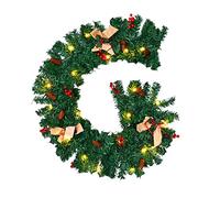 BADGESHAND 1.8M/6Ft Christmas Garland, Pre-Lit Artificial Chirstmas Garland Decoration with 50 LED Lights Pine Cones & Bow Decorations, Christmas Garlandfor Stairs Fireplaces Xmas Decor