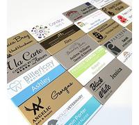 Badgeworld Personalised Printed Logo Staff Names Badges 32mm x 76mm, white, silver, gold