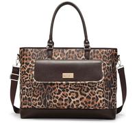 BADGLEY MISCHKA Leopard Lux Weekender Bag, Vegan Leather Duffel with Trolley Sleeve