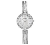 Badgley Mischka Silver Tone Swarovski Crystal Women's Bangle Watch