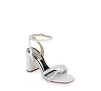 Badgley Mischka Women's Feisty Heeled Sandal, Soft White Satin, 7.5 UK