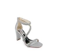 Badgley Mischka Women's Fenix Heeled Sandals for Women, Silver Heels, 6 UK