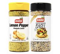 Badia Seasoning Combo Pack LEMON PEPPER 184.3g & EVERYTHING BAGEL 156g | Twin Pack | Gluten Free | Each One | USE on Everything !