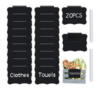 Badigo Reusable Storage Bin Labels - Clip On Closet & Basket Holder with 2 White Chalk Labels