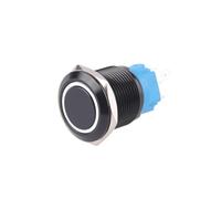 BADIKA 19mm water-proof Metal 5 pin Alumina Black Push Button Switch Ring Annular Light Power Reset Latching Press 1NO 1NC 220V(Ring-White,B_5PCS_3-6V)