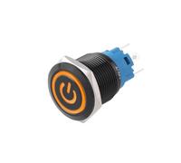 BADIKA 19mm water-proof Metal 5 pin Alumina Black Push Button Switch Ring Annular Light Power Reset Latching Press 1NO 1NC 220V(Power-Yellow,B_1PCS_3-6V)