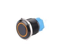 BADIKA 19mm water-proof Metal 5 pin Alumina Black Push Button Switch Ring Annular Light Power Reset Latching Press 1NO 1NC 220V(Ring-Yellow,B_5PCS_12-24V)