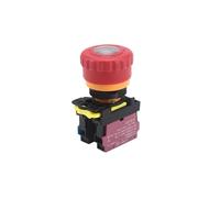 BADIKA Industrial Control Pushbutton Switches 22mm Emergency Stop Knob 1NO/1NO1NC Latching Type Rotary Emergency Stop Switch with L+E+D Light Power Control Switch(1NO1NC,LATCHING_24V 4A)