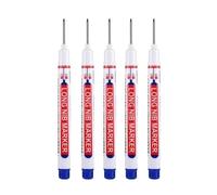 BADIKA Nib Head Markers Deep Hole Long Nib Scriber 4/5Pcs/Set Long Head Markers Bathroom Woodworking Decoration Multi-purpose Deep Hole Marker Pens Red/Black/Blue/Green/White Ink(5Pcs Blue)