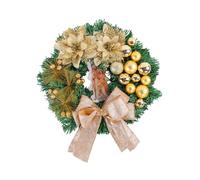 Badiman Christmas Wreath Artificial Advent Wreath Garland Door Wreath with Flexible Wire And PP Including Christmas Balls for House Party Gathering, Gold 30cmx30cmx8cm