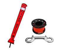 Badiman Scuba Diving SMB Surface Marker Buoy Tube with Dive Reel Spool, Black