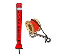 Badiman Scuba Diving SMB Surface Marker Buoy Tube with Dive Reel Spool, Golden