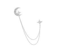Badiman Tassel Chain Brooch Men Lapel Pin Badge Durable Creative Casual Suit Collar Brooch for Birthday Holiday Stage Performance, Silver