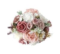 Badiman Wedding Flower Arrangement for Bride with Toss Bouquet And Photo Props, Dusky Pink