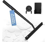 BADIONA Extendable Shower Squeegee & Window Cleaner - 100cm Telescopic Rod Incl. 2 Hook Equipment I Multi-Purpose Bathrom Shower Cleaner Tool Silicone Squeegee Squidgy (Black-US-UK)