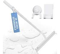 BADIONA Extendable Shower Squeegee & Window Cleaner - 100cm Telescopic Rod Incl. 2 Hook Equipment I Multi-Purpose Bathrom Shower Cleaner Tool Silicone Squeegee Squidgy (White-US-UK)