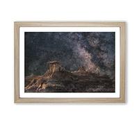Badlands in South Dakota Painting Framed Print | A2 Oak Framed Wall Art | Ready to Hang | Modern Historical Picture | Living Room Bedroom Lounge Office