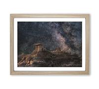Badlands In South Dakota Painting Modern Art Framed Print | A3 Oak Framed Wall Art | Ready to Hang | Modern Historical Picture | Living Room Bedroom Lounge Office