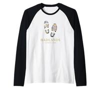 Badlands National Park Hike Hiking Boot Print Souvenir Raglan Baseball Tee