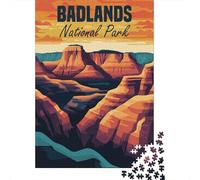 Badlands National Park Poster Jigsaw Puzzle 1000 Pieces, Asian Architecture Inspired View, Matte Printed Jigsaw, Screen-Free Fun for Travel Lovers, 52x38cm/1000pcs