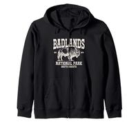 Badlands National Park South Dakota Bison Vintage Souvenir Zip Hoodie
