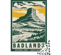 Badlands National Park South Dakota Poster Jigsaw Puzzle 1000 Pieces, Global Monument Landscape, Screen-Free Fun, Matte Printed Jigsaw, for Puzzle Lovers, 38x26cm/1000pcs