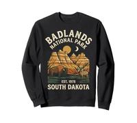 Badlands National Park South Dakota Retro Bison and Ram Art Sweatshirt