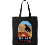 Badlands National Park South Dakota USA Natural Ecological Cotton Tote Bag Black