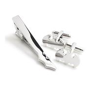 BadmenHome Super Hero Collection Silver Bat Men’s Classic Formal Occasions Cufflinks and Tie Clip Bar Set, brass