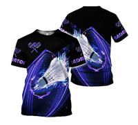Badminton 3D Printed T-Shirt for Men Workwear Training Clothes Fashion Leisure Cool Crew Neck Short Sleeve Novelty Sportswear Tee Shirts