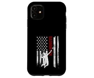 Badminton American Flag Distressed USA Patriotic Player Case for iPhone 11