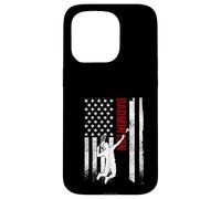 Badminton American Flag Distressed USA Patriotic Player Case for iPhone 15 Pro